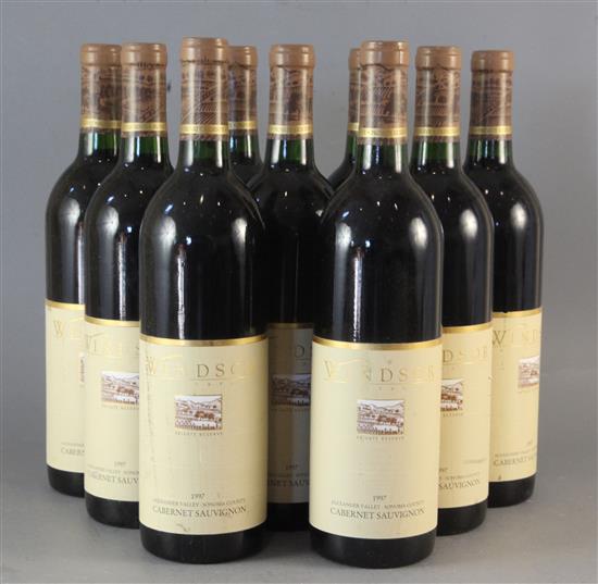 Nine bottles of Windsor Vineyards, Alexander Valley, Cabernet Sauvignon, 1997.